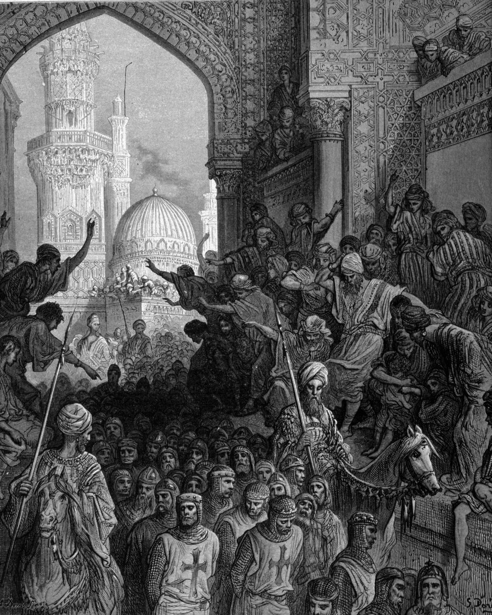 وصول سجناء الصليبيين إلى القاهرة ، نقش لجوستاف دوريه. القرن ال 19. بواسطة غوستاف دور