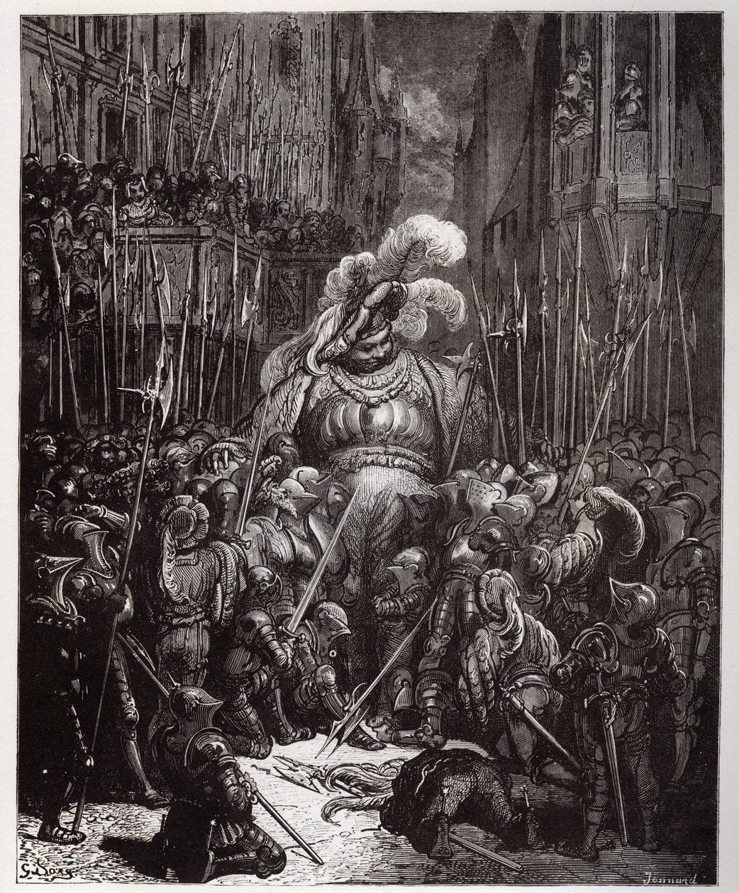 في بداية الصوت ، شكر بلطف جميع عمال اللحام في جحافله - رسم توضيحي من "Gargantua and Pantagruel" ، بقلم فرانسوا رابيليه - نقش لغوستاف دوري (1832-1883) بواسطة غوستاف دور