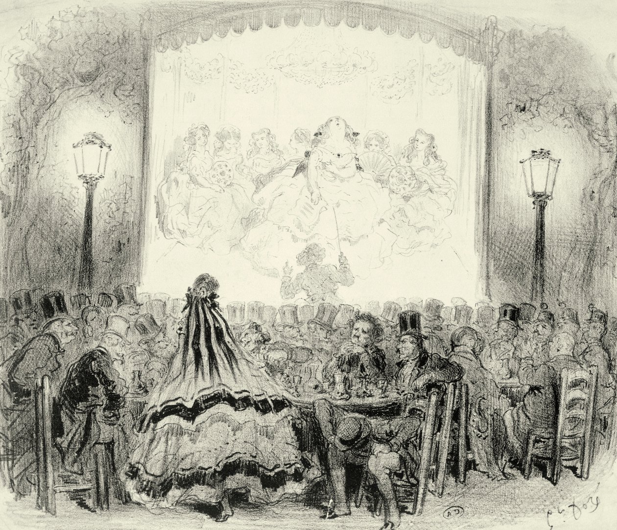 قاعة حفلات القهوة في فرنسا ، لبول غوستاف دوري (1832-1883) ، حوالي 1865 ، نقش. بواسطة غوستاف دور