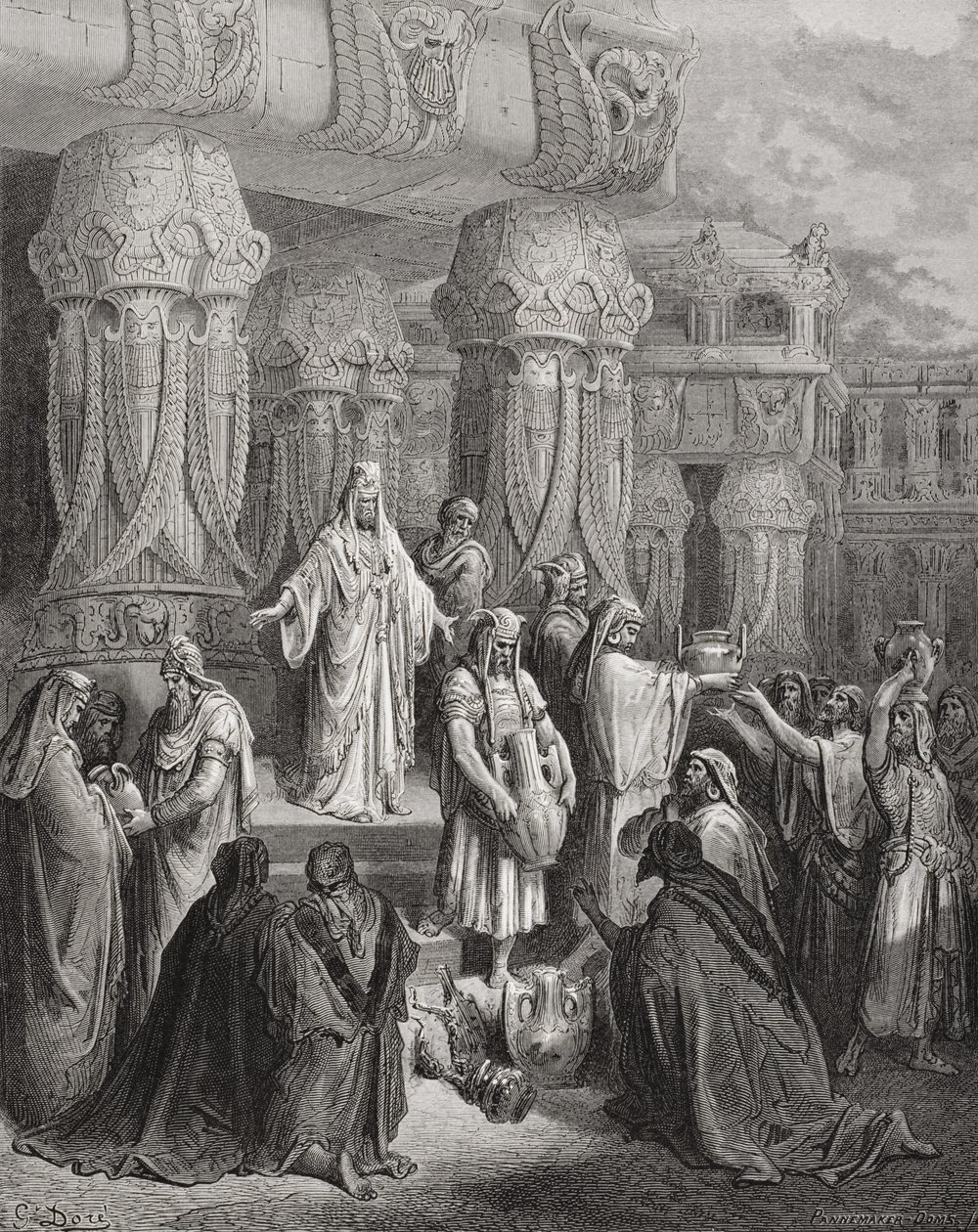 سايروس استعادة سفن الهيكل ، رسم توضيحي من "الكتاب المقدس" لدور ، منقوش بواسطة Pannemaker ، 1866 بواسطة غوستاف دور