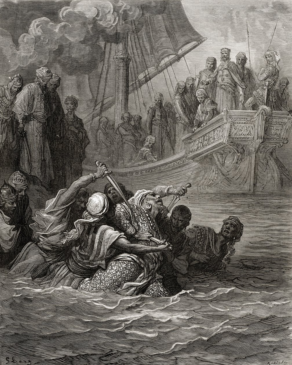 وفاة المعضم ، رسم توضيحي من "مكتبة الكرواسون" على يد ج. ميشو ، 1877 (ليثو) بواسطة غوستاف دور