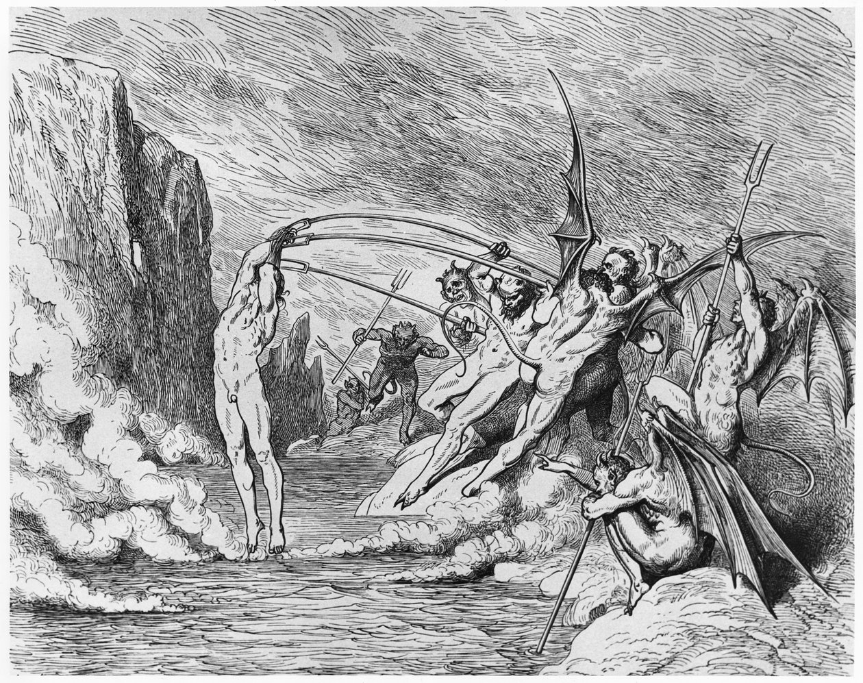 الشياطين ، رسم توضيحي من "الكوميديا الإلهية" (جحيم) لدانتي أليغييري (1265-1321) باريس ، نُشر عام 1885 بواسطة غوستاف دور