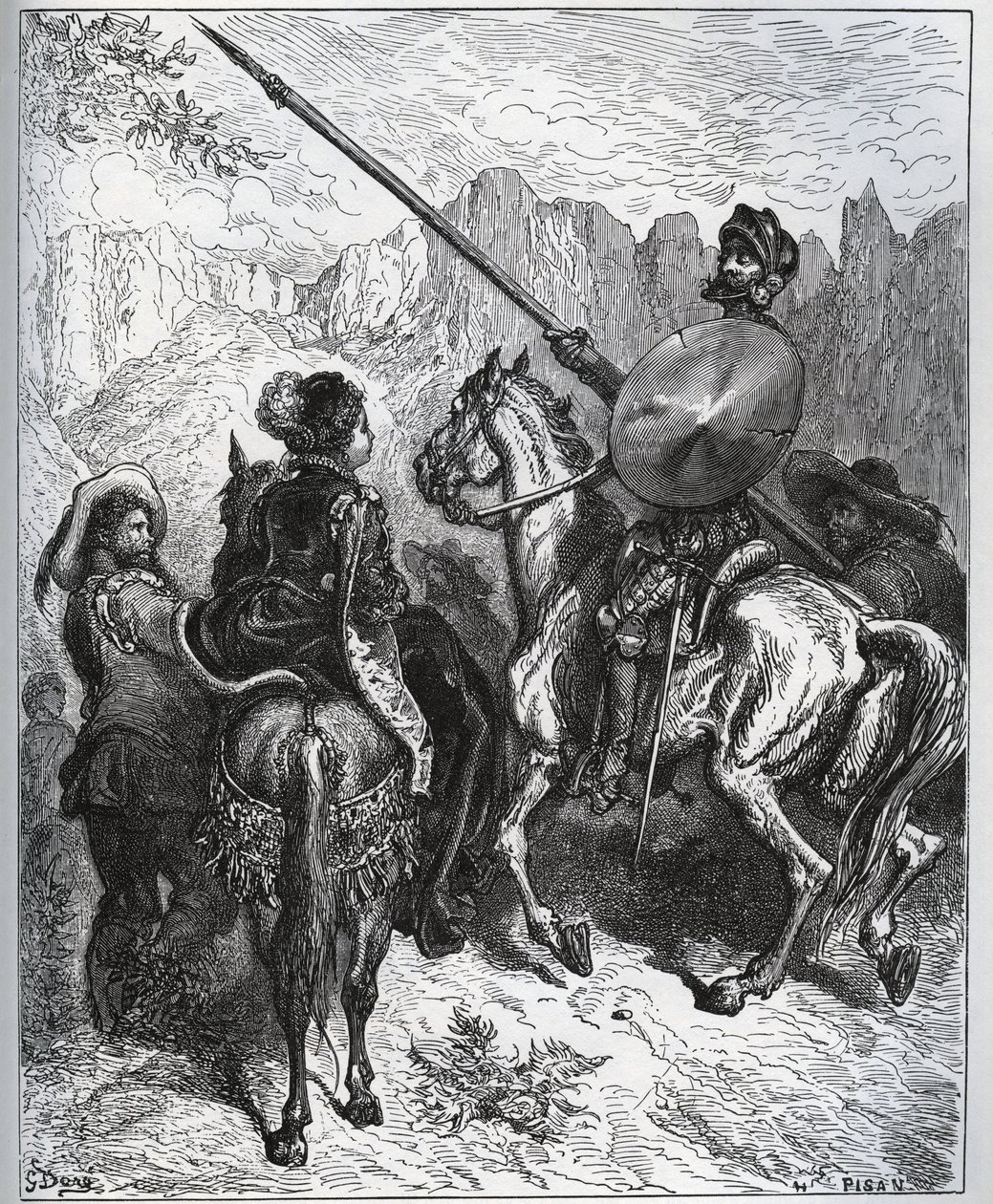 يقبل دون كيشوت المهمة التي اقترحتها Dorothe-Princess of Micomicon - من "Don Quixote de la Mancha" للمخرج ميغيل سيرفانتس بواسطة غوستاف دور
