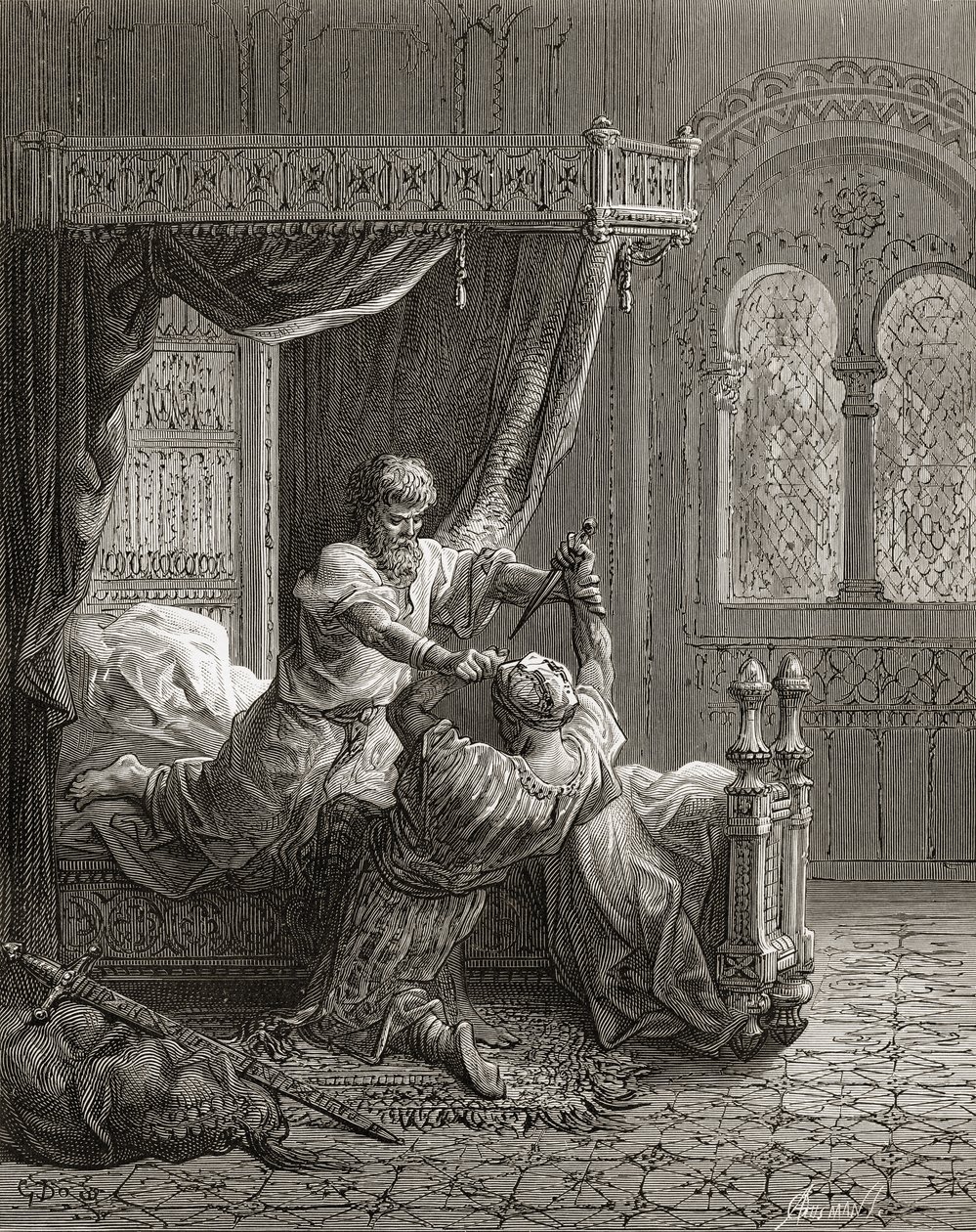إدوارد الأول (1239-1307) من إنجلترا يقتل قاتله في يونيو 1272 ، وهو مثال من "مكتبة الكرواسون" بواسطة JF. ميشو ، 1877 بواسطة غوستاف دور