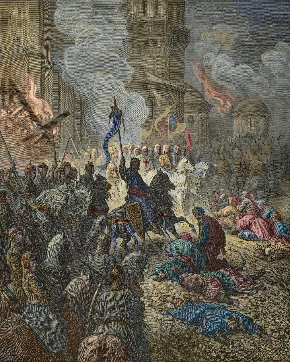 دخول الصليبيين إلى القسطنطينية عام 1204 ، رسم إيضاحي من "مكتبة كرواساد" بقلم جي إف. ميشود - (ليثو) ، دوري ، غوستاف (1832-1883) بواسطة غوستاف دور