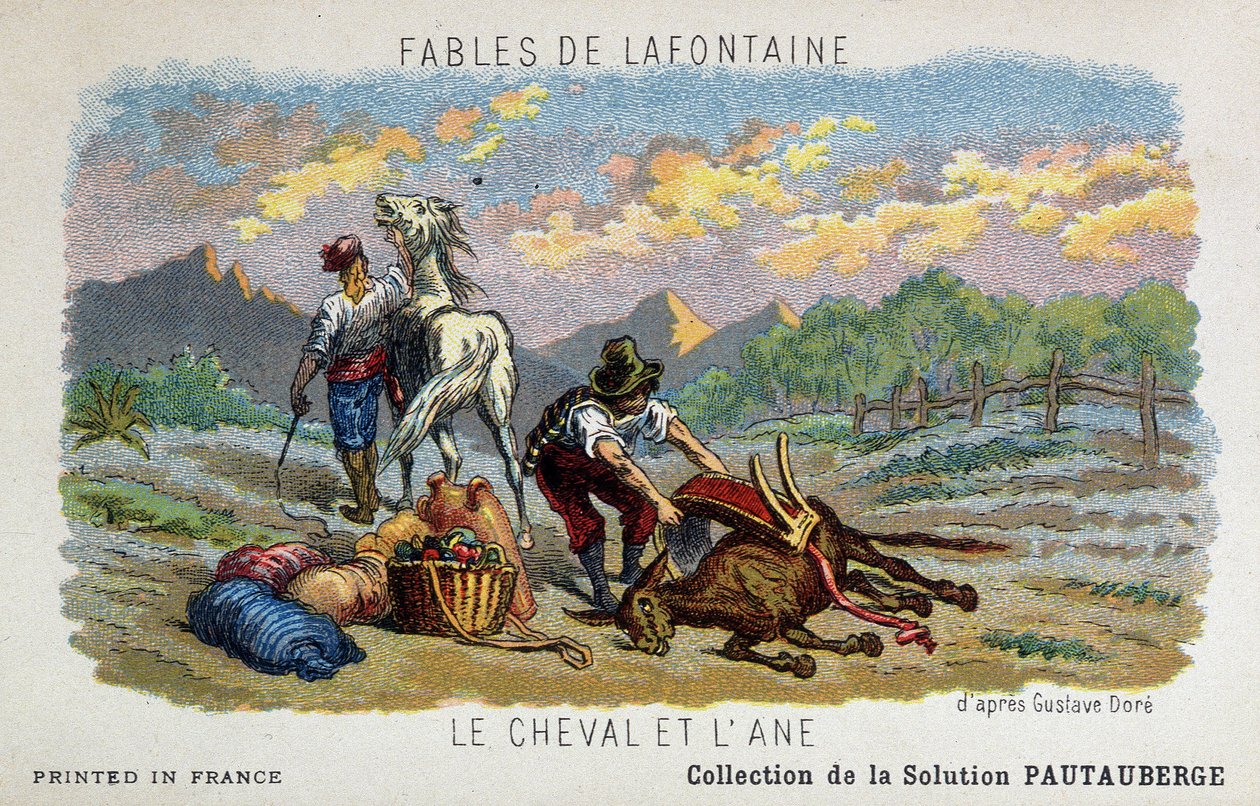 Fable de Lafontaine: الحصان والحمار وفقًا لغوستاف دوريه بواسطة غوستاف دور