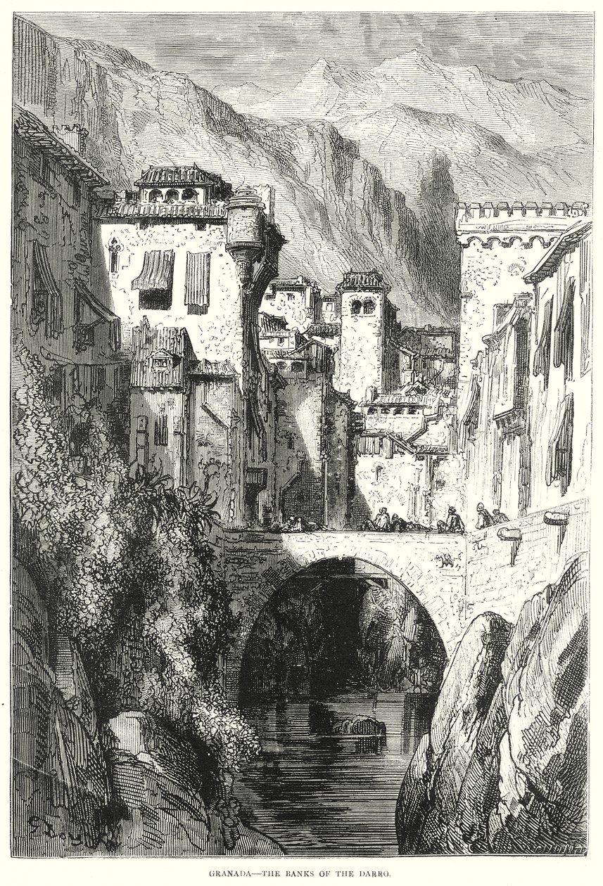غرناطة - ضفاف نهر الدارو (نقش) بواسطة غوستاف دور