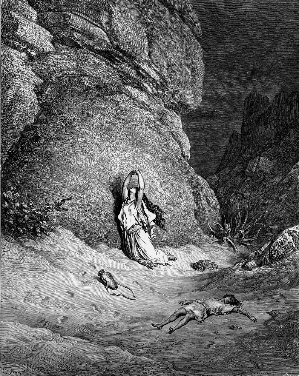 هاجر وإسماعيل ، نقش دوريه. - الكتاب المقدس بواسطة غوستاف دور