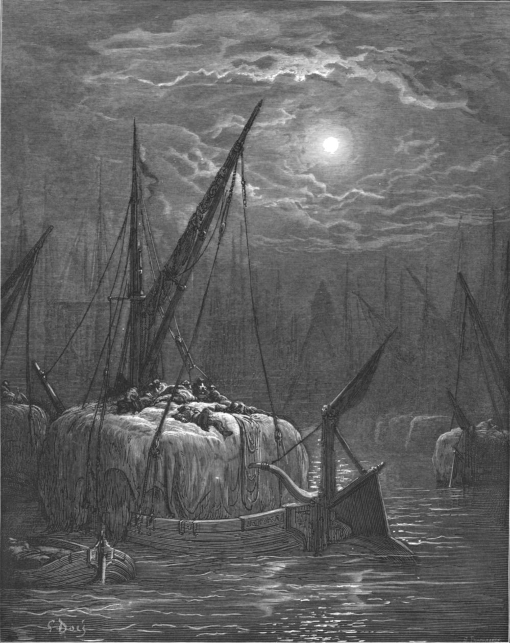 "Hayboat on the Thames" ، ١٨٧٢. بواسطة غوستاف دور