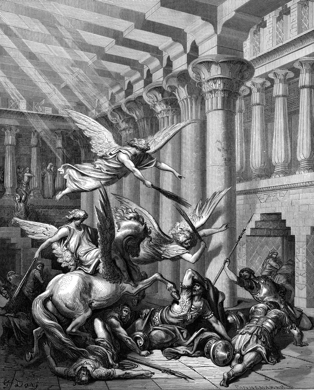 هليودوروس يحاول أخذ كنز من الهيكل في القدس ، 1865-1866 بواسطة غوستاف دور