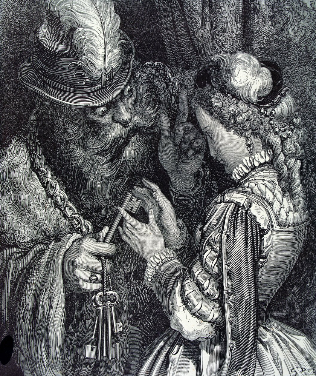 رسم توضيحي لـ "بلوبيرد" تشارلز بيرولت (1628-1703) 1893 بواسطة غوستاف دور