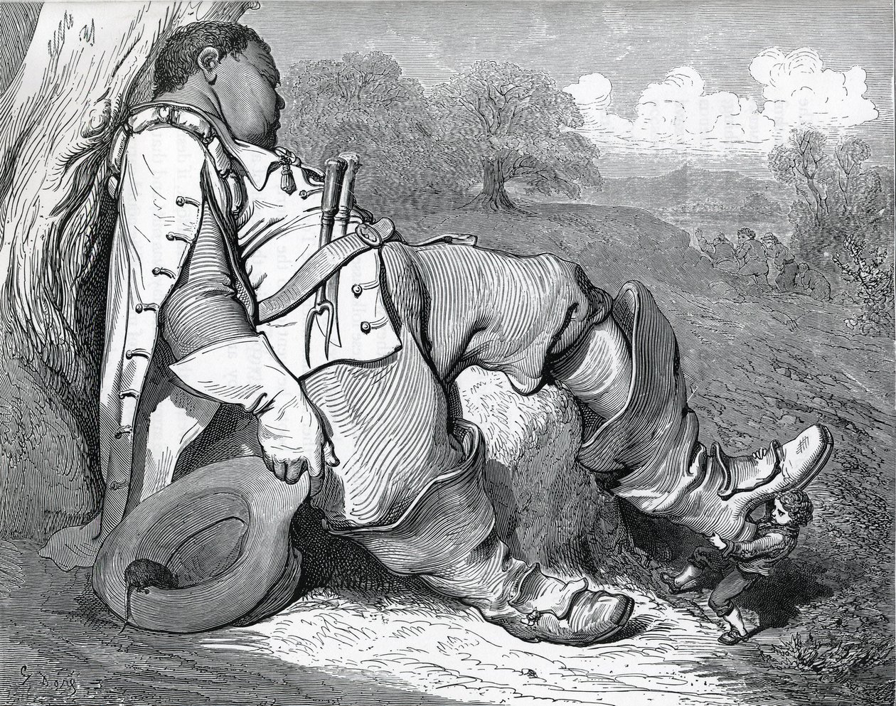 رسم توضيحي لـ "Le petit poucet" ، كتبه تشارلز بيرولت عام 1697 (1628-1703) بواسطة غوستاف دور