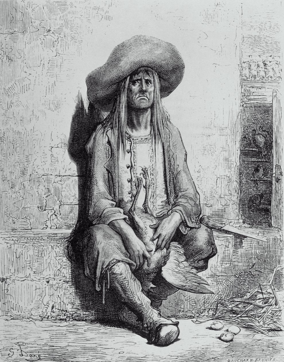 رسم توضيحي للدجاجة مع البيض الذهبي ، من "خرافات" لجان دي لافونتين (1621-1695) بواسطة غوستاف دور