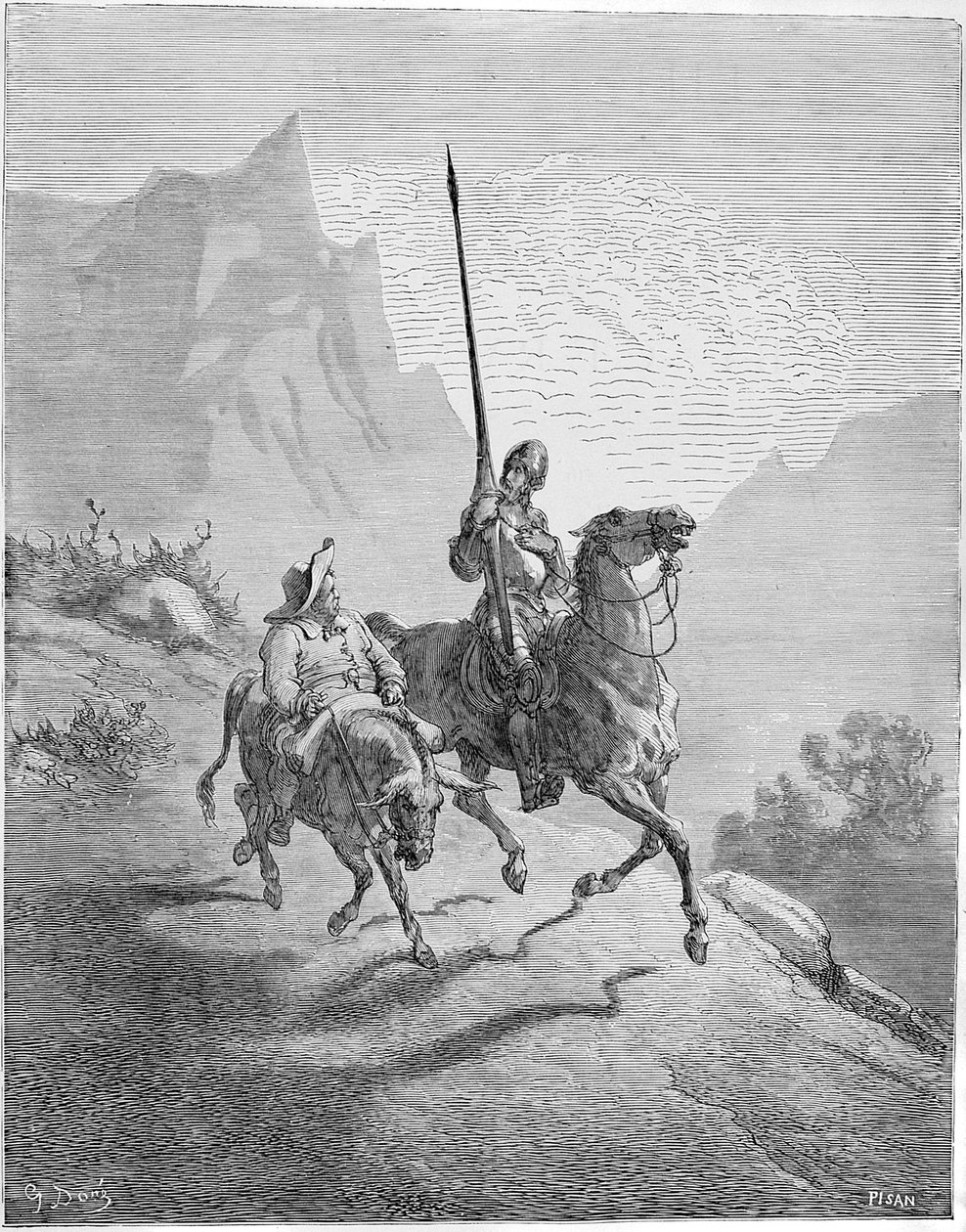رسم توضيحي لكتاب دون كيشوت دي لا مانشا بقلم إم دي سيرفانتس ، 1863. بواسطة غوستاف دور