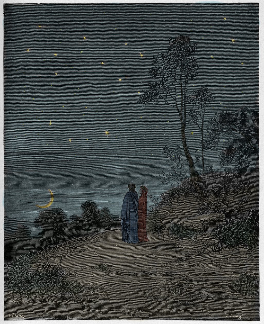 جحيم ، كانتو 2: سماء الليل الداكن ، صورة من "الكوميديا الإلهية" لدانتي أليغييري ، 1885 بواسطة غوستاف دور