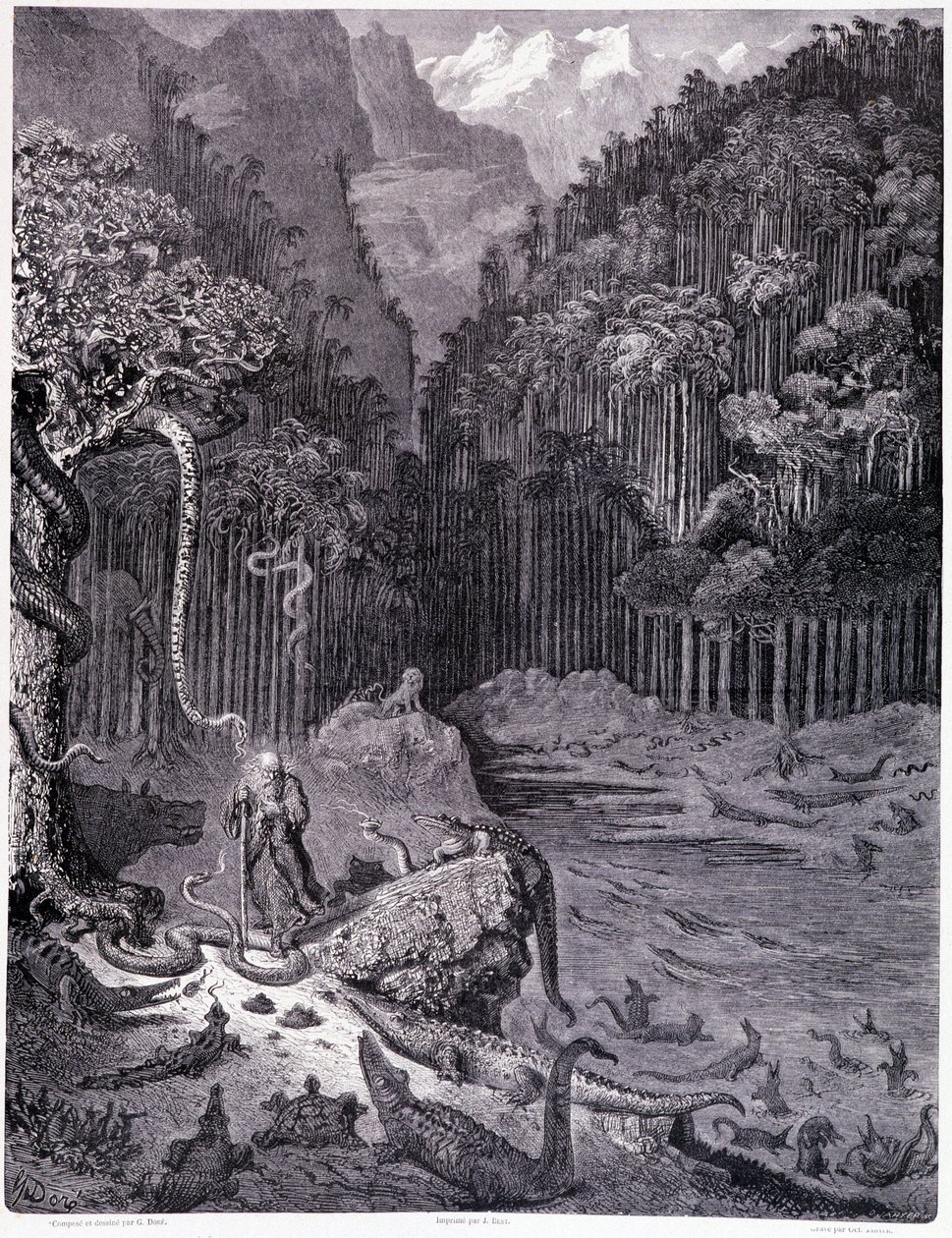 رأيت في أمريكا ... اللوح الحادي عشر - رسم غوستاف دوري (1832-1883) ، لـ La legende du Jeif يتجول بواسطة Pierre Dupont ، إصدار Librairie du Magasin Picturesque ، باريس 1862 بواسطة غوستاف دور