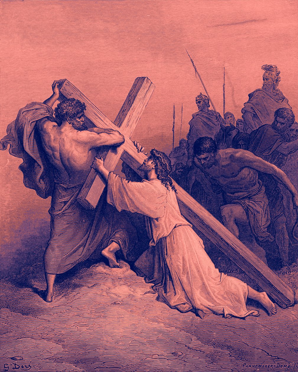 يسوع يقع تحت الصليب - الكتاب المقدس بواسطة غوستاف دور