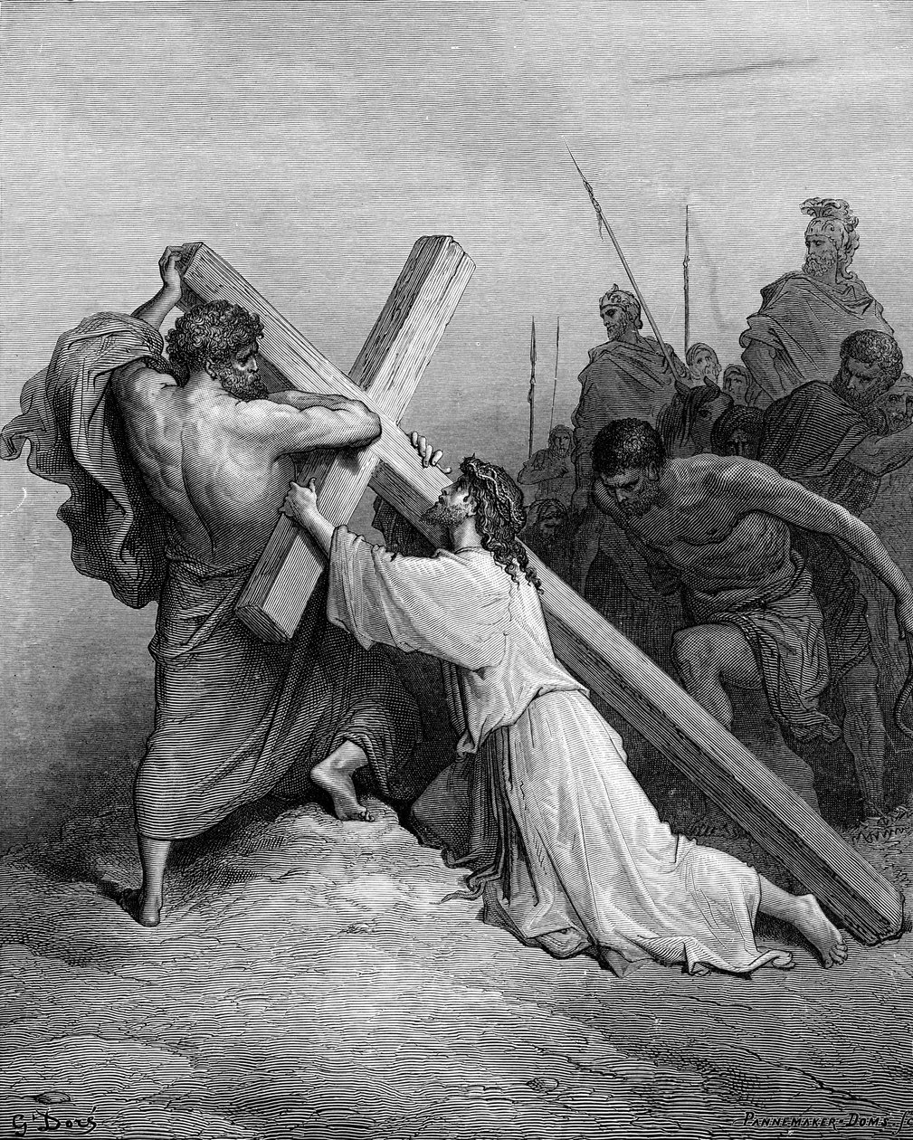 سقوط يسوع تحت الصليب - الكتاب المقدس بواسطة غوستاف دور