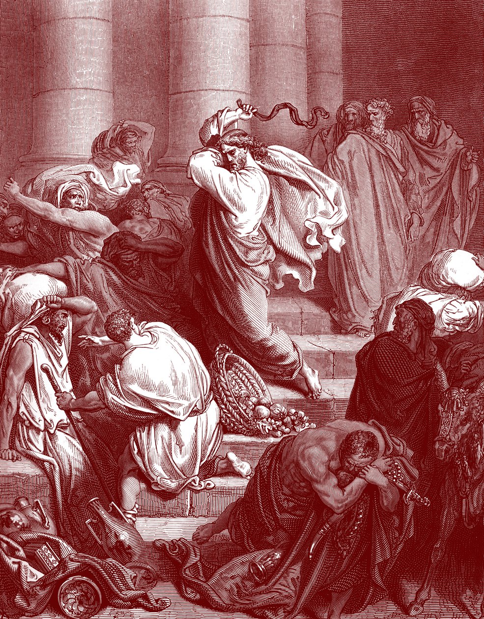 يسوع في الهيكل ، نقش دوريه. - الكتاب المقدس بواسطة غوستاف دور