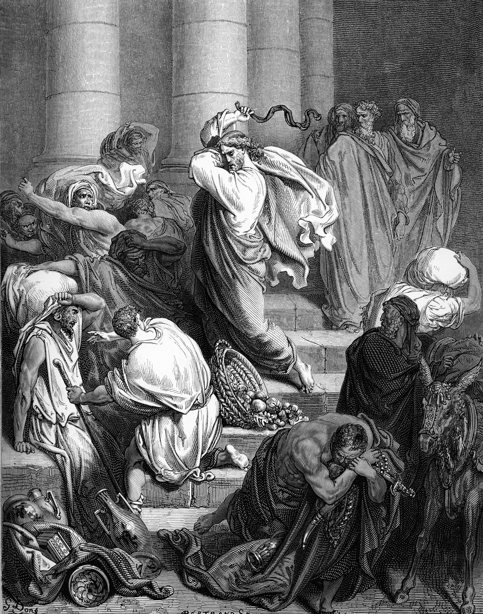 يسوع في الهيكل ، نقش دوريه. - الكتاب المقدس بواسطة غوستاف دور
