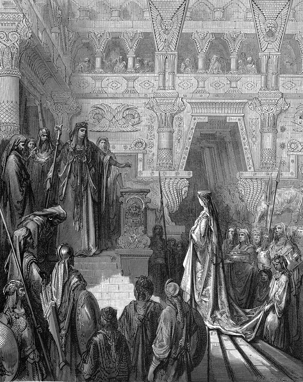 الملك سليمان يرحب بملكة سبأ 1865-1866 بواسطة غوستاف دور