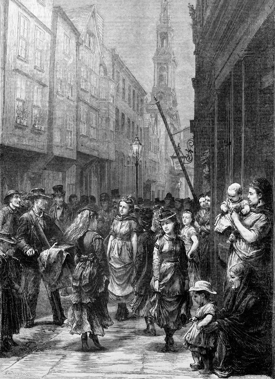 فتيات الحياة المنخفضة يرقصن من أجل التجارة ، دروري لين ، مدينة وستمنستر ، لندن ، C1852-C1883 بواسطة غوستاف دور