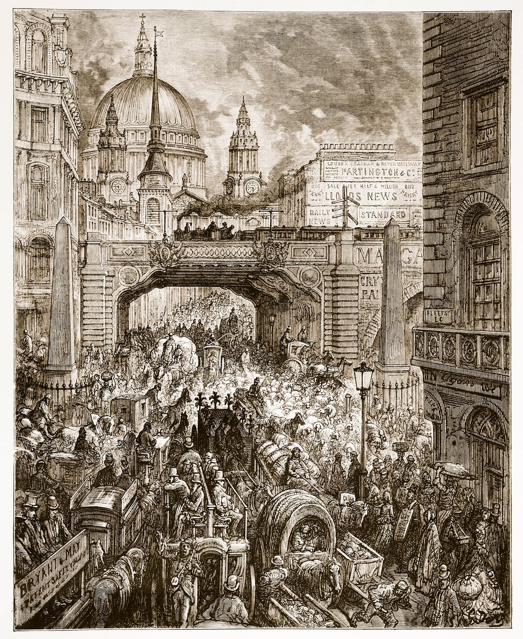 لودجيت هيل ، من "لندن ، رحلة حج" ، كتبها وليام بلانشارد جيرولد (1826-1894) حانة. 1872 بواسطة غوستاف دور