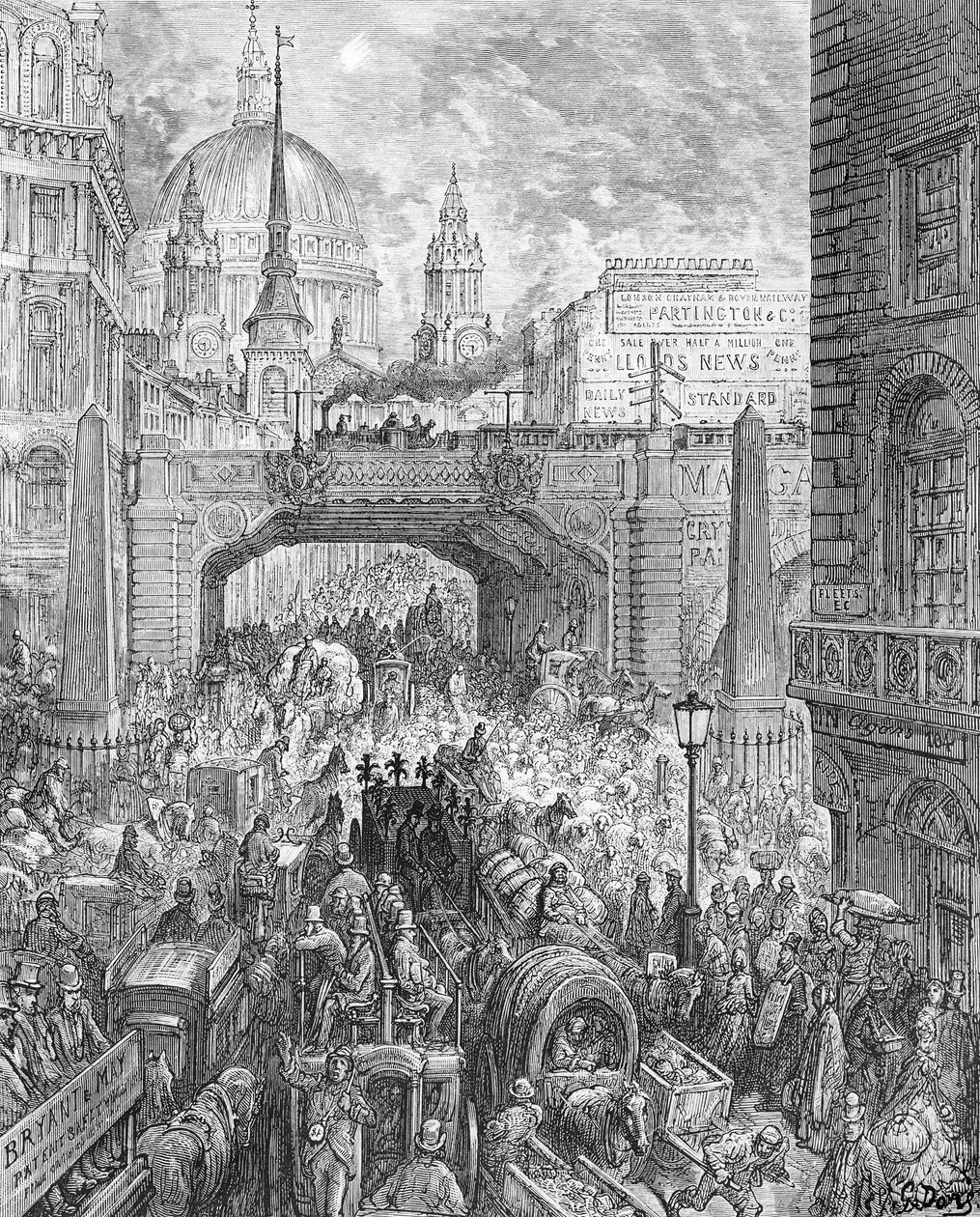 لودجيت هيل ، من "لندن ، رحلة حج" ، كتبها وليام بلانشارد جيرولد (1826-1894) حانة. 1872 (النقش) بواسطة غوستاف دور