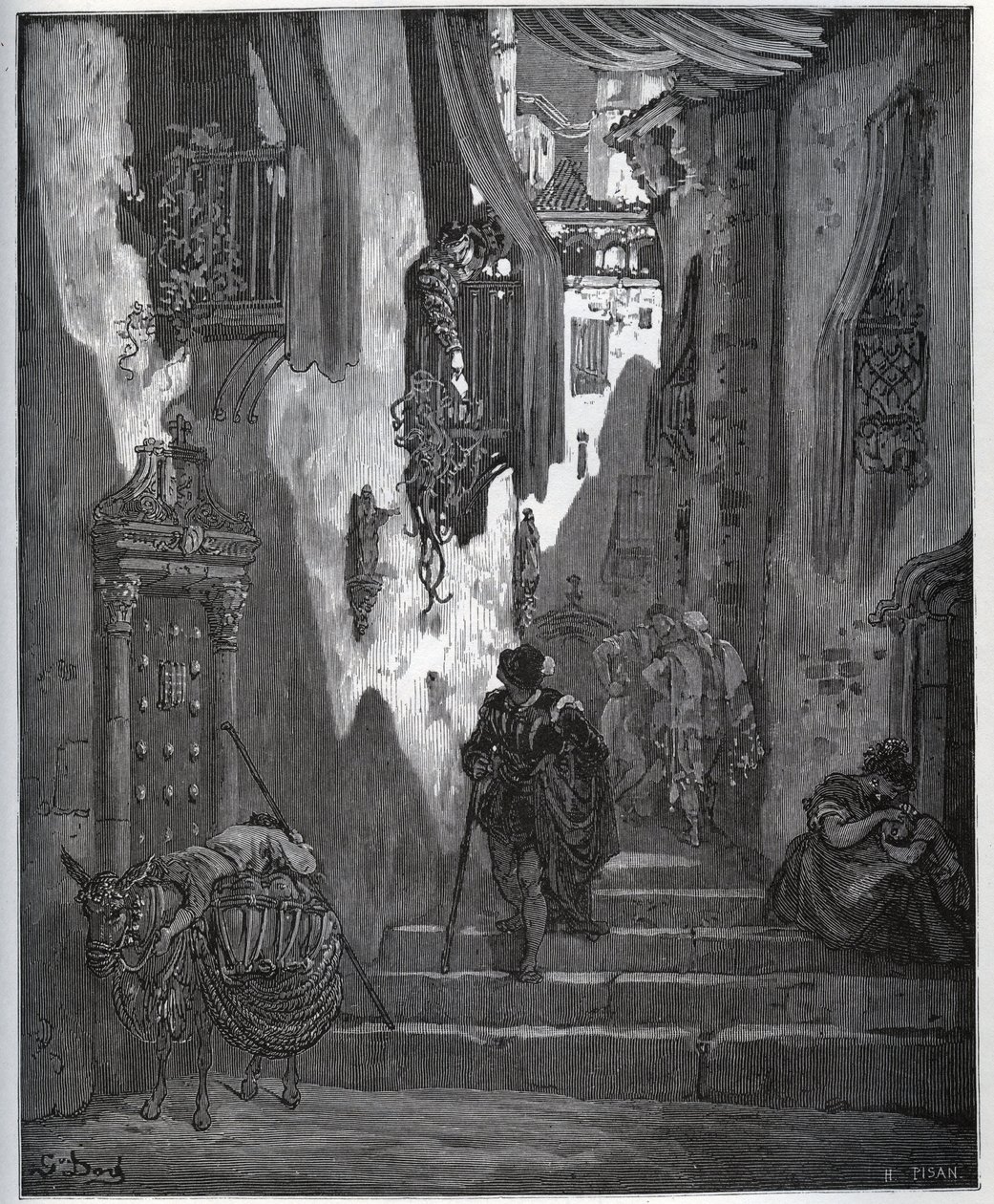 يرسل Luscinde تذكرة إلى Cardenio - من "Don Quixote de la Mancha" لميغيل سيرفانتس (1547-1616) (دون كيشوت) - نقش خشبي بعد الرسم بواسطة غوستاف دوري بواسطة غوستاف دور