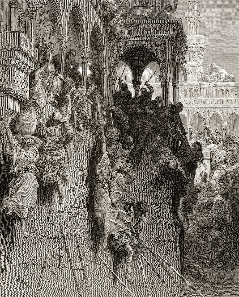 مذبحة أنطاكية ، رسم توضيحي من &39;Bibliotheque des Croisades&39; بواسطة JF. ميشو ، 1877 بواسطة غوستاف دور