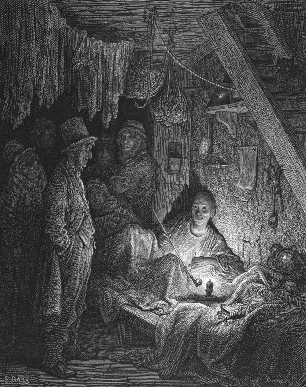 تدخين الأفيون - غرفة لاسكار في إدوين درود ، 1872. بواسطة غوستاف دور