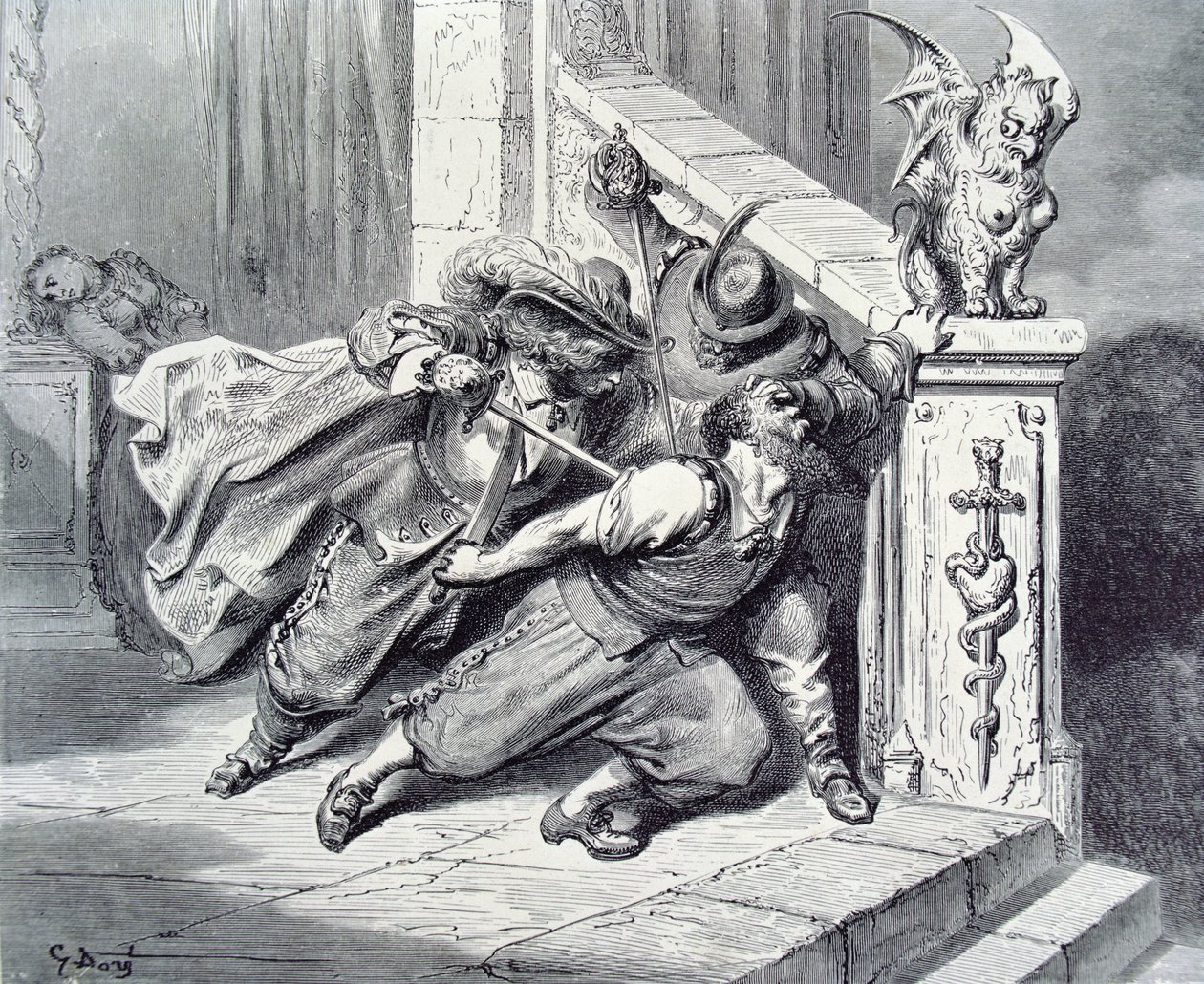 وفاة بلوبيرد ، رسم توضيحي لـ "بلوبيرد" بقلم تشارلز بيرولت (1628-1703) 1893 بواسطة غوستاف دور