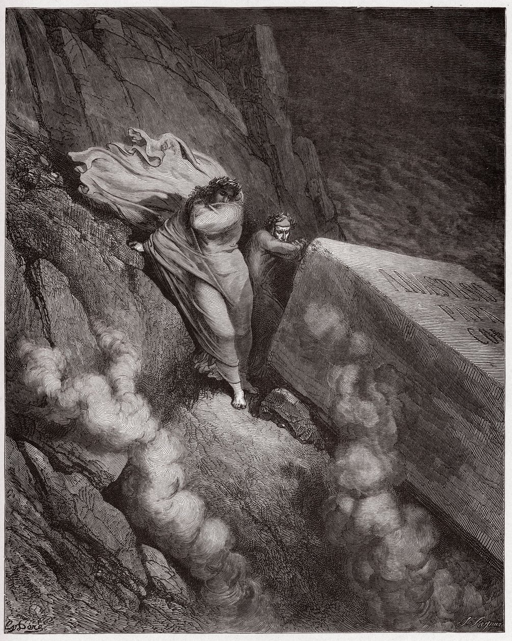 الكوميديا الإلهية (La Divina Commedia ، La Divine Comedie) ، جحيم ، كانتو 11: قبر محترق للبابا أناستاسيوس الثاني - بقلم دانتي أليغيري (1265-1321) - رسم من غوستاف دوري (1832-1883) بواسطة غوستاف دور