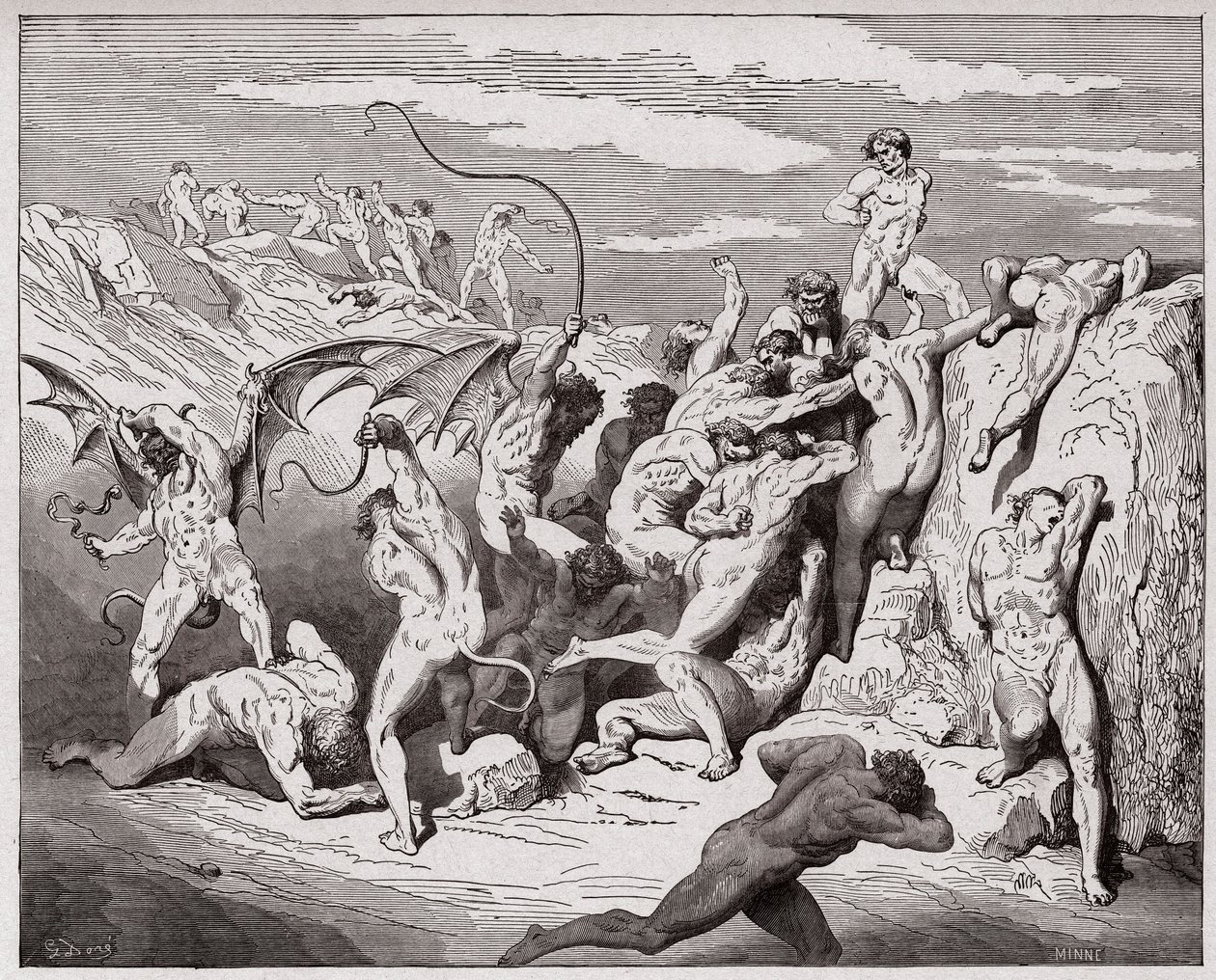 الكوميديا الإلهية (La Divina Commedia ، La Divine Comedie) ، Inferno ، Canto 18: Devils and Seducers - بقلم Dante Alighieri (1265-1321) - رسم توضيحي لـ Gustave Dore (1832-1883) بواسطة غوستاف دور