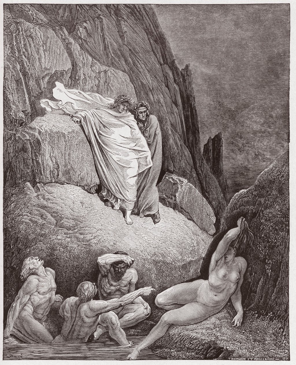 الكوميديا الإلهية (La Divina Commedia ، La Divine Comedie) ، Inferno ، Canto 18: Virgil يظهر دانتي الظل التايلاندي - بقلم دانتي أليغيري (1265-1321) - رسم غوستاف دوري (1832-1883) بواسطة غوستاف دور
