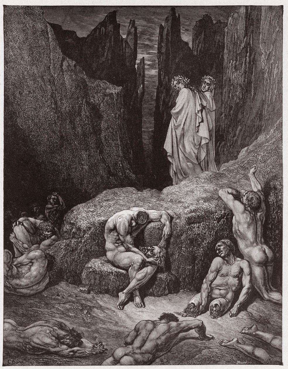 الكوميديا الإلهية (La Divina Commedia ، La Divine Comedie) ، Inferno ، Canto 29: Virgil يعبر عن فضول Dante - بقلم Dante Alighieri (1265-1321) - رسم من Gustave Dore (1832-1883) بواسطة غوستاف دور