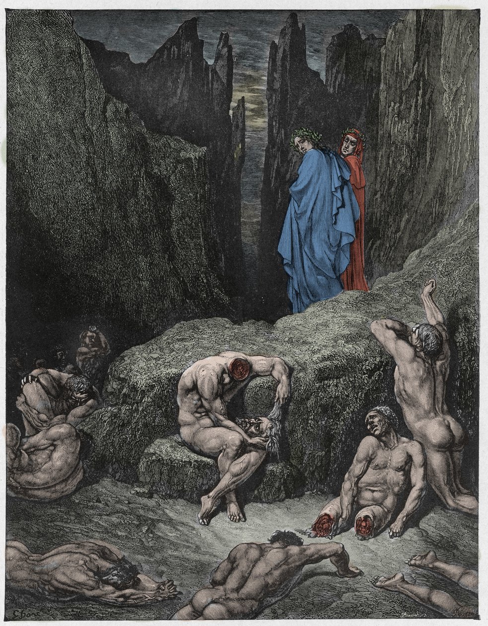 الكوميديا الإلهية (La Divina Commedia ، La Divine Comedie) ، Inferno ، Canto 29: Virgil يعبر عن فضول Dante - بقلم Dante Alighieri (1265-1321) - رسم من Gustave Dore (1832-1883) بواسطة غوستاف دور