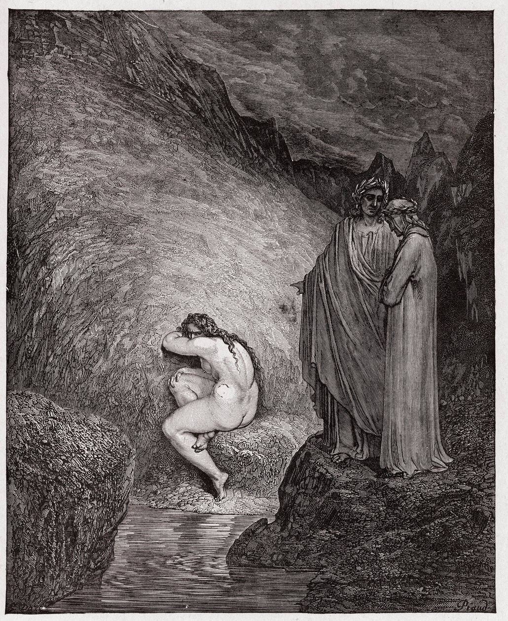الكوميديا الإلهية (La Divina Commedia ، La Divine Comedie) ، Inferno ، Canto 30: Myrrha ، محكوم عليه بسفاح القربى - بواسطة Dante Alighieri (1265-1321) - رسم توضيحي لـ Gustave Dore (1832-1883) بواسطة غوستاف دور