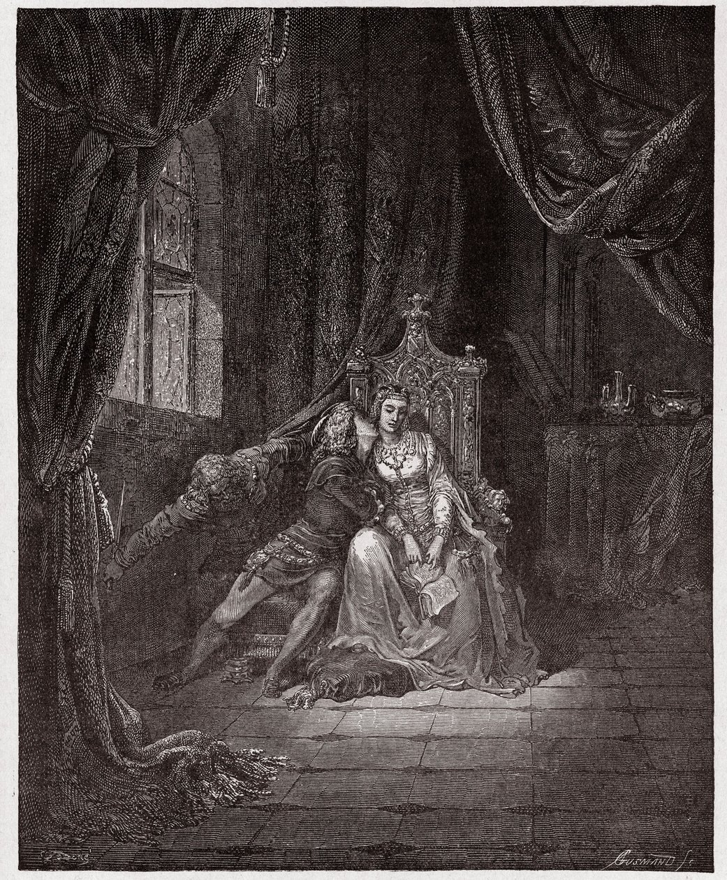 الكوميديا الإلهية (La Divina Commedia ، La Divine Comedie) ، Inferno ، Canto 5: Paolo and Francesca - بواسطة Dante Alighieri (1265-1321) - رسم من Gustave Dore (1832-1883) بواسطة غوستاف دور