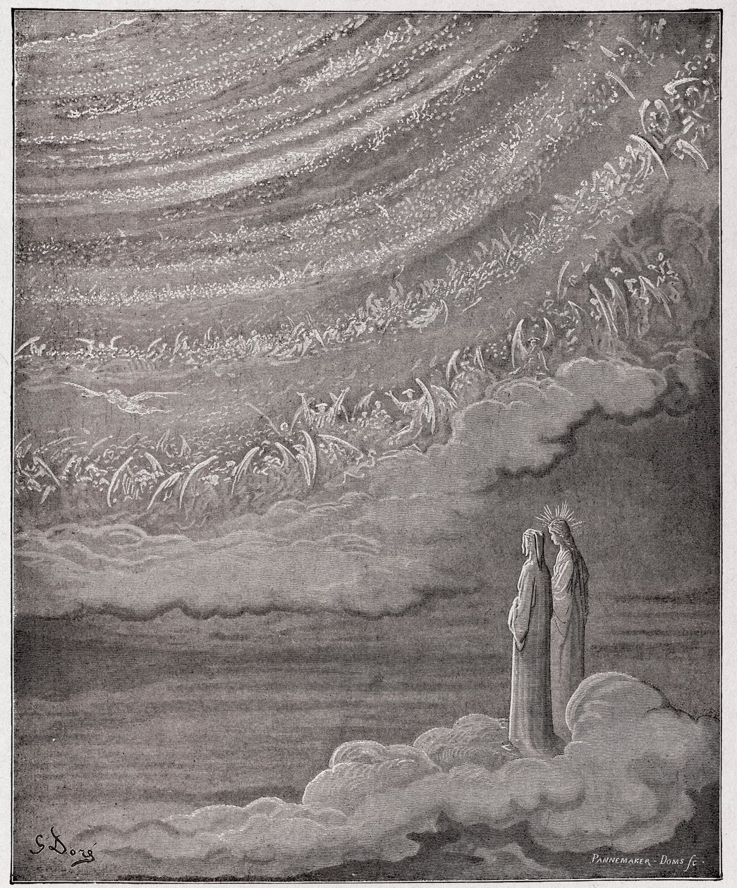 الكوميديا الإلهية (La Divina Commedia ، La Divine Comedie) ، Paradiso ، Canto 28: مضيف السماء المتلألئ - بقلم دانتي أليغيري (1265-1321) - رسم توضيحي لغوستاف دوري (1832-1883) بواسطة غوستاف دور