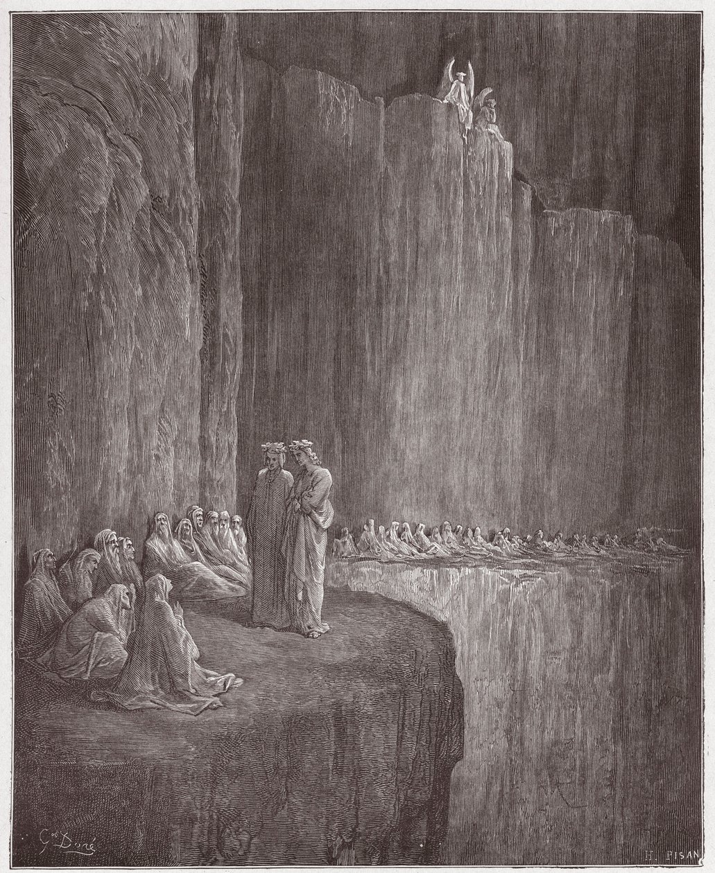 الكوميديا الإلهية (La Divina Commedia ، La Divine Comedie) ، Purgatorio ، Canto 13: Sapia يطهر حياته المذنب - بقلم دانتي أليغيري (1265-1321) - رسم توضيحي لغوستاف دوري (1832-1883) بواسطة غوستاف دور
