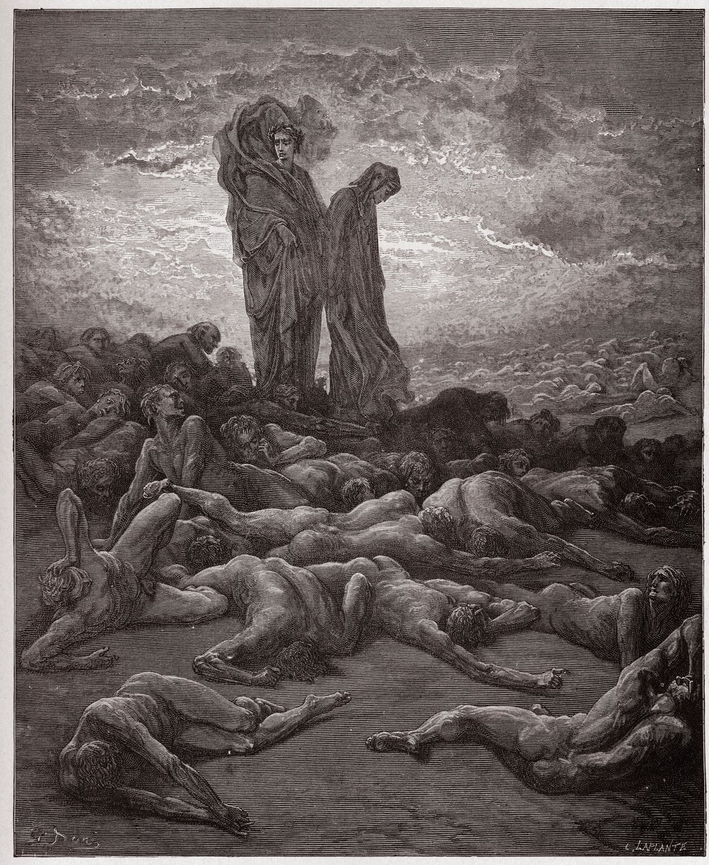 الكوميديا الإلهية (La Divina Commedia ، La Divine Comedie) ، Purgatorio ، Canto 20: أرواح الجشع - بقلم دانتي أليغييري (1265-1321) - رسم من غوستاف دوري (1832-1883) بواسطة غوستاف دور