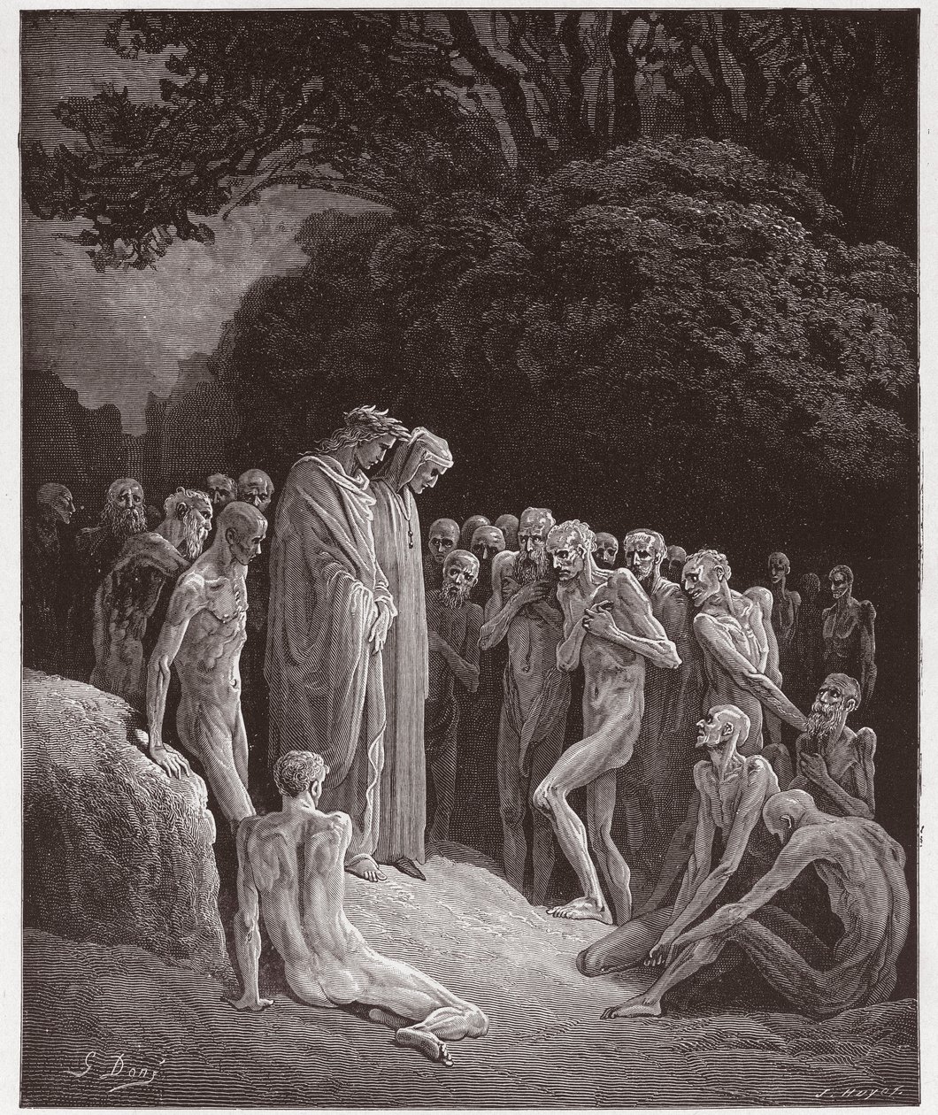 الكوميديا الإلهية (La Divina Commedia ، La Divine Comedie) ، Purgatorio ، Canto 23: أرواح الشره - بقلم دانتي أليغييري (1265-1321) - رسم من غوستاف دوري (1832-1883) بواسطة غوستاف دور