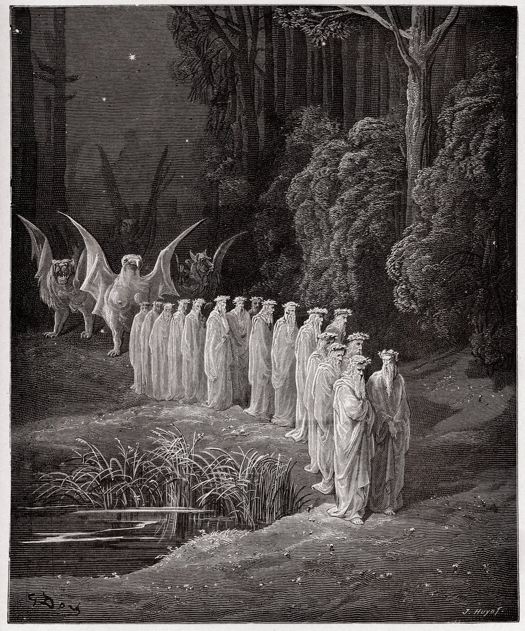 الكوميديا الإلهية (La Divina Commedia ، La Divine Comedie) ، Purgatorio ، كانتو 29: 24 شيخًا في موكب نهاية العالم - بقلم دانتي أليغييري (1265-1321) - رسم من غوستاف دوري (1832-1883) بواسطة غوستاف دور