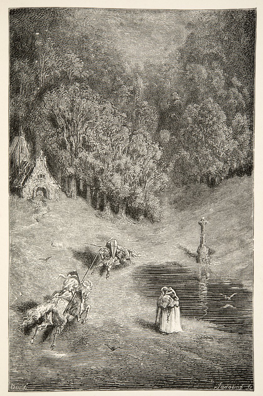 لقاء بين آرثر و Pellinore ، من قصص أيام الملك آرثر تشارلز هنري هانسون ، pub.1898 بواسطة غوستاف دور