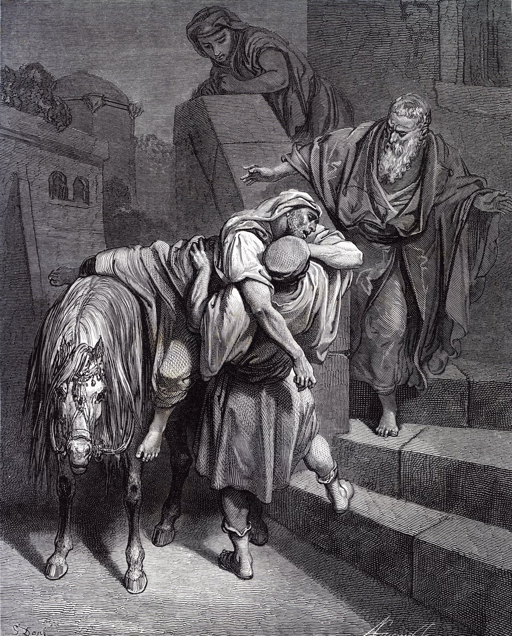 السامري الصالح في النزل ، بقلم دوريه. - الكتاب المقدس بواسطة غوستاف دور