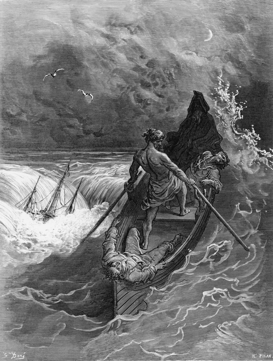 The Pilot faints ، مشهد من "The Rime of the Ancient Mariner" بواسطة ST Coleridge ، نشره Harper und Brothers ، نيويورك ، 1876 (نقش الخشب) بواسطة غوستاف دور