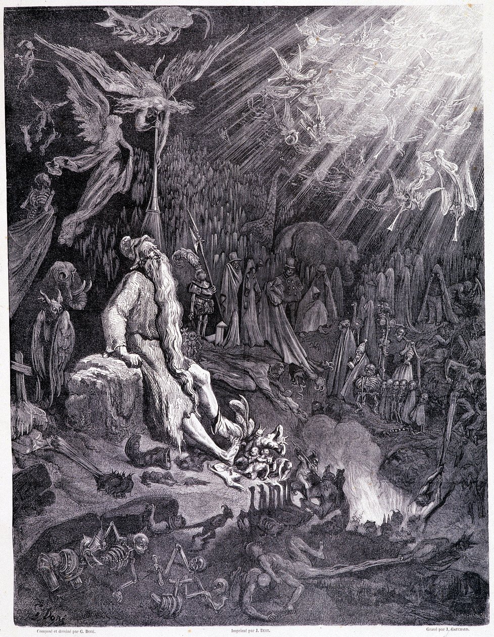 الحكم الأخير سينهي عذابك ... اللوحة XII - رسم غوستاف دوري (1832-1883) ، لـ La legende du jeif wandering by Pierre Dupont ، إصدار Librairie du magasin الرائع ، باريس 1862 بواسطة غوستاف دور