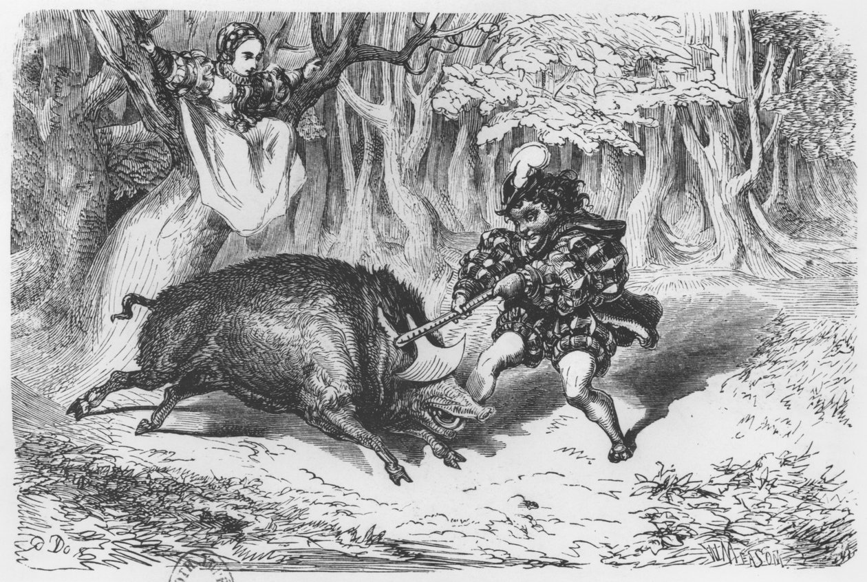 فيوليت وأورسون ، رسم توضيحي لـ "Ourson" من "Les Nouveaux Contes de Fees" للكاتب Comtesse de Segur (1799-1874) بواسطة غوستاف دور