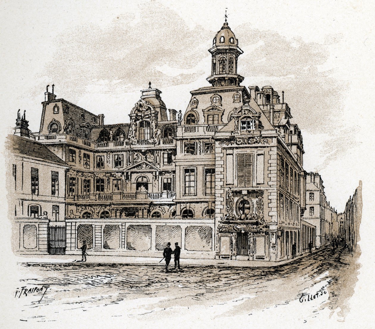 منظر Hotel de la Valletta في Quai des Celestins ، باريس (منظر Hotel Valette في Quai des Celestins ، باريس) رسم بواسطة Gustave Fraipont (1849-1923) مستوحى من "" La seine a travers Paris "لسانت جويرس بواسطة غوستاف فرايبونت